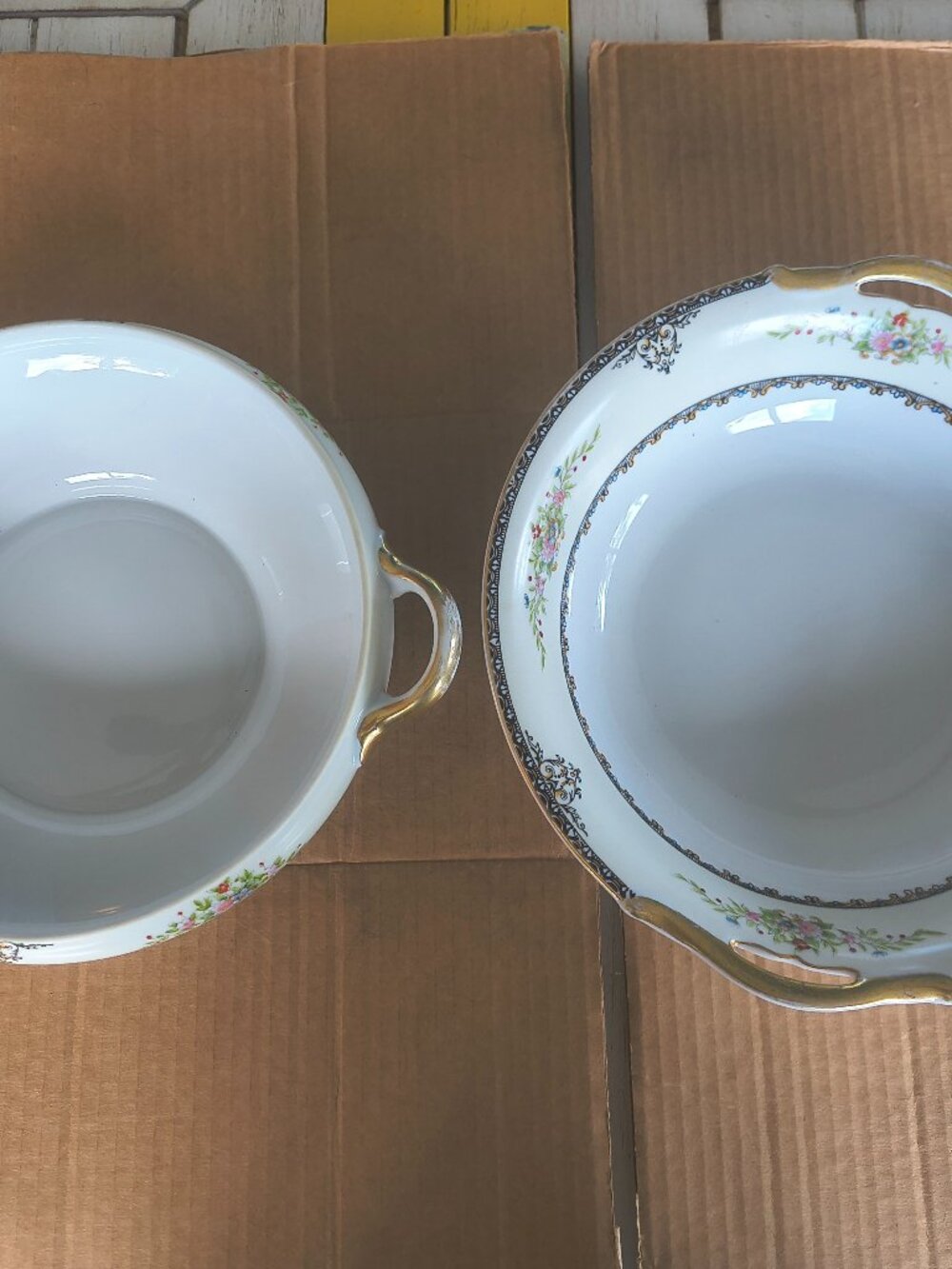 Two Vintage Noritake, Japanese floral hand painted bowls